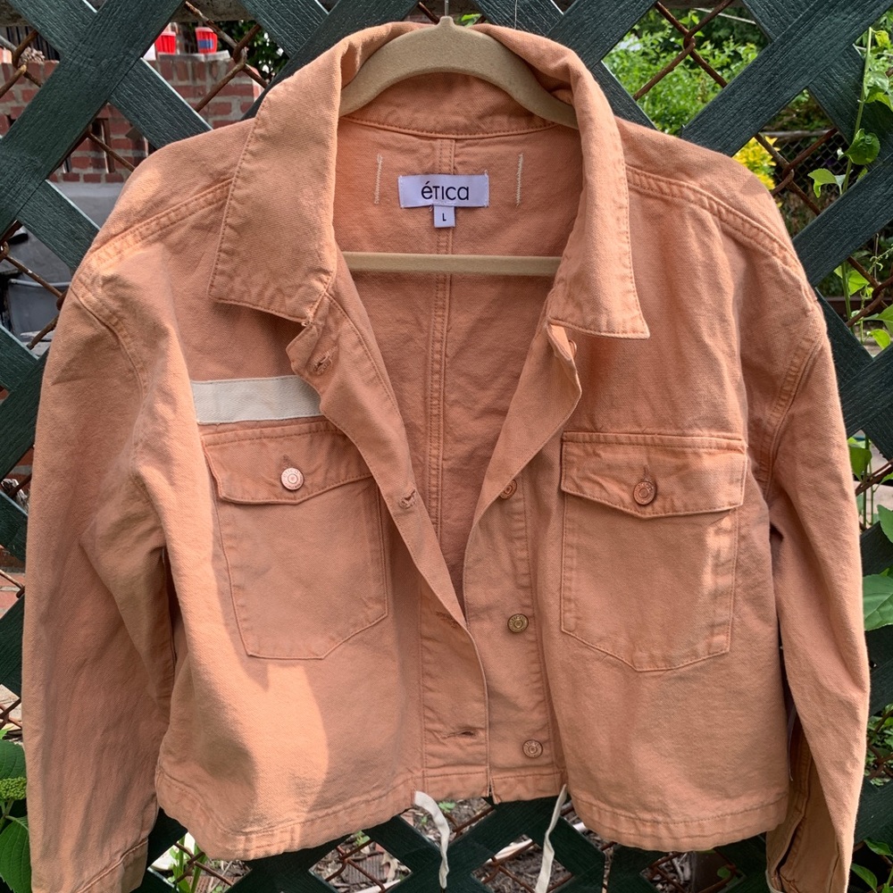 NWT eTica Womens SLOANE Coffee Canvas Cropped Jacket Large
